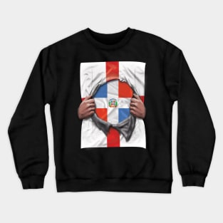 Dominican Republic Flag English Flag Ripped Open - Gift for Dominican From Dominican Republic Crewneck Sweatshirt